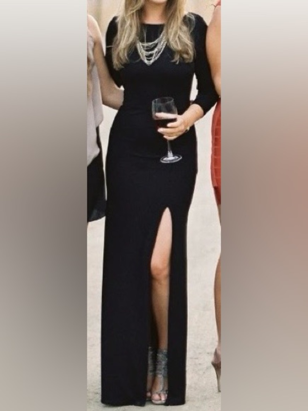 Aqua Black Long-Sleeve Maxi Dress
